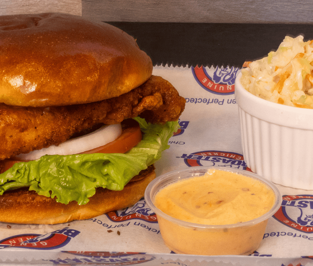 Delicious burger and coleslaw